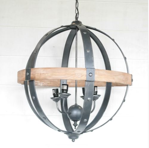 Metal and wood chandelier