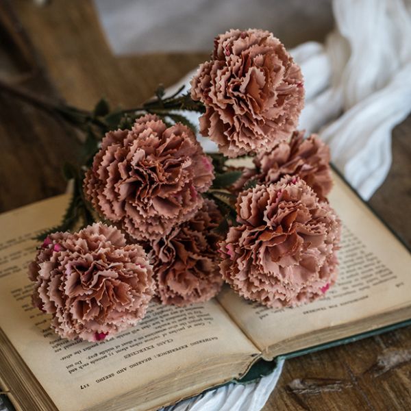 Sunset Terracotta Carnation Spray Set of 4 | Antique Farmhouse