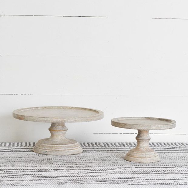 Round Whitewash Riser Set of 2 | Antique Farmhouse