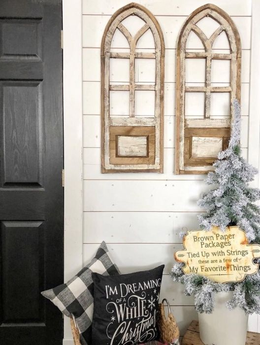 Arch Cathedral Window Frame Set of 2 | Antique Farmhouse