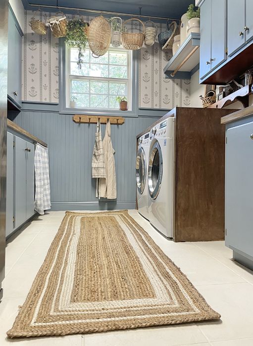 Braided Border Jute Area Rug Antique Farmhouse