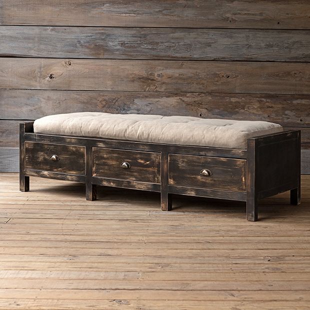 Rustic Banquette Seating Cushion Top Rustic Drawer Storage Bench