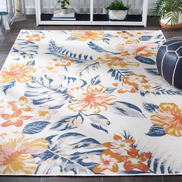 Reversible Floral Print Indoor/Outdoor Area Rug | Antique Farmhouse