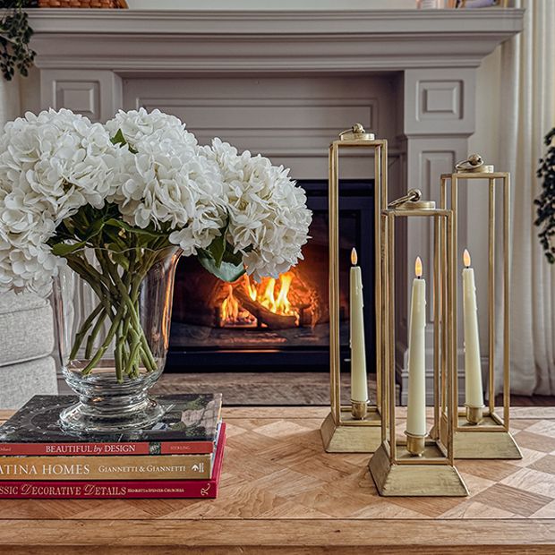 Gold Lantern Candle Holder Set of 3 | Antique Farmhouse