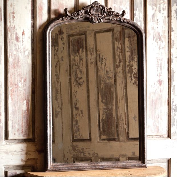 Large Antique Style Wood Framed Mirror | Antique Farmhouse