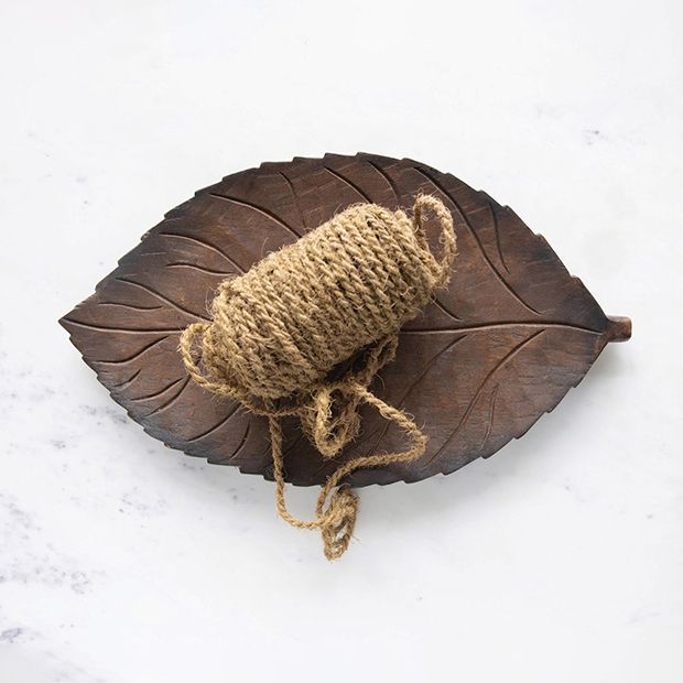 Mango Wood Leaf Shaped Tray Antique Farmhouse