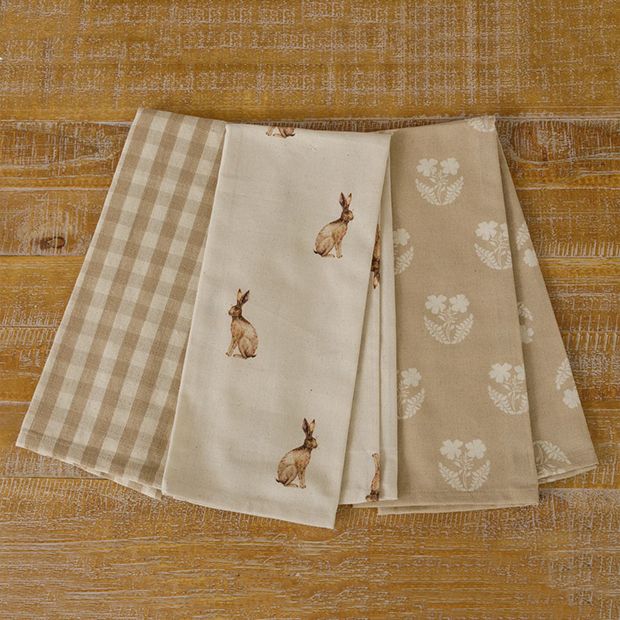 Rabbit Tea Towel Set of 3 | Antique Farmhouse