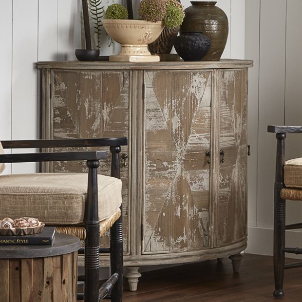 Rustic Chic Demilune Cabinet Table Antique Farmhouse