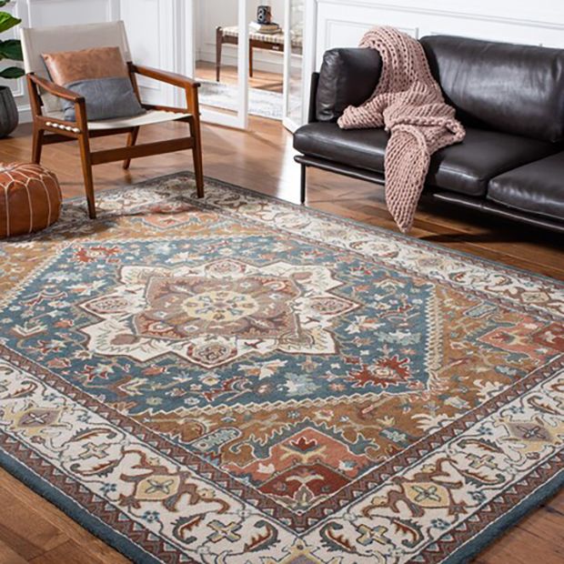 Rustic Cottage Floral Medallion Area Rug | Antique Farmhouse