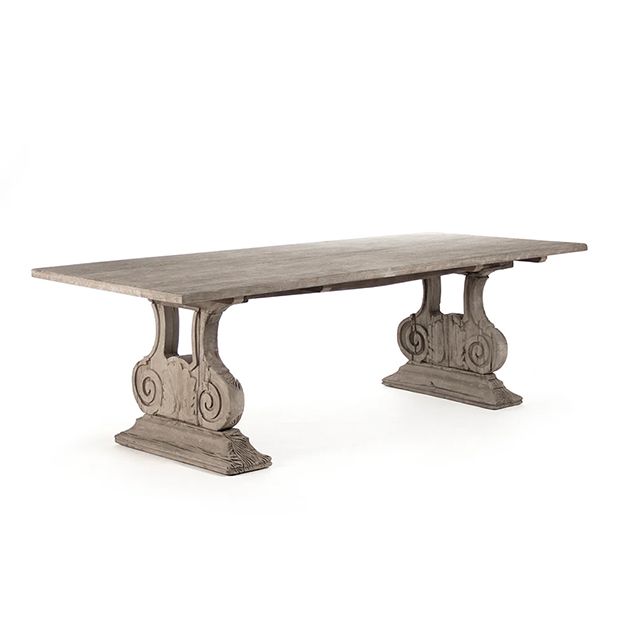 Rustic Scroll Trestle Dining Table | Antique Farmhouse