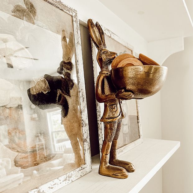 Standing Rabbit Decorations Standing Rabbit with Display Bowl | Antique Farmhouse
