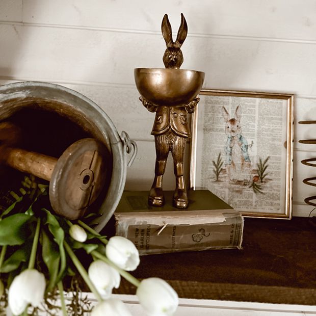 Standing Rabbit with Display Bowl | Antique Farmhouse