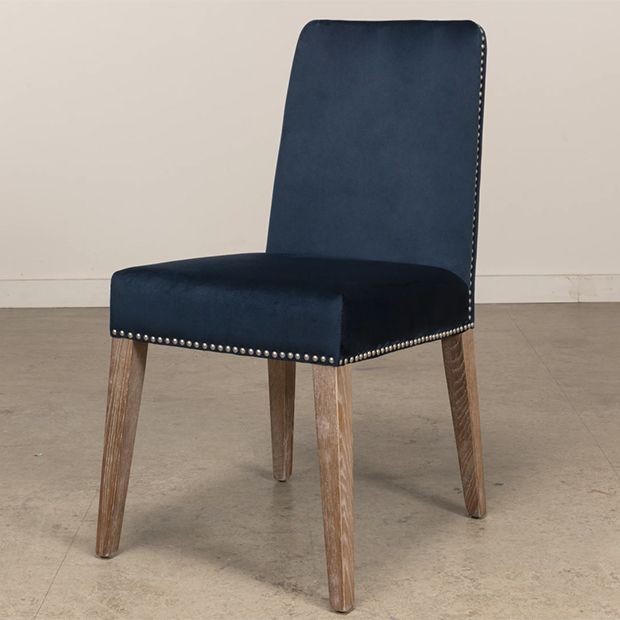 Upholstered Navy Dining Chair Set of 2 | Antique Farmhouse
