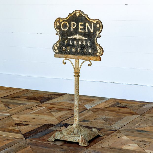 Vintage Inspired Standing Cast Iron Open Closed Sign | Antique Farmhouse