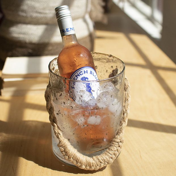 Woven Jute Handled Glass Wine Bucket