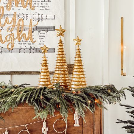 Glamorous Gold Cone Christmas Trees Set of 3 | Antique Farmhouse