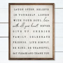 Laugh Often Whitewash Framed Sign