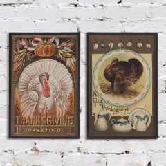 Framed Fall Turkey Wall Decor Set of 2