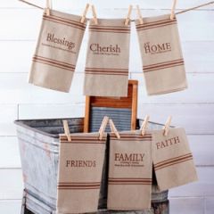 Linen Inspirational Hand Towels Set of 6