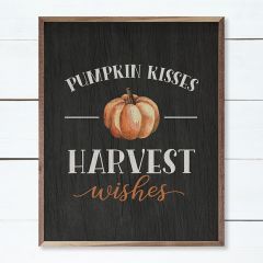 Pumpkin Kisses Harvest Wishes Black Wall Art