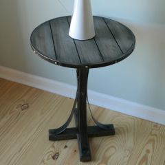 Wood and Metal Round Pedestal Table