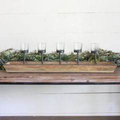 Wood and Glass 5 Candle Holder