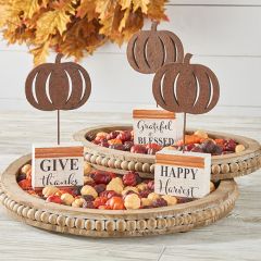 Tin Pumpkin On Message Block Set of 4