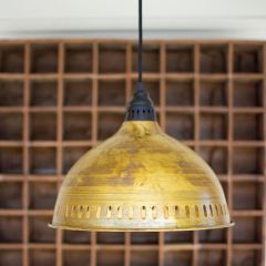 Antiqued Brass Finish Dome Pendant Light