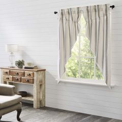 Grain Sack Stripe Prairie Short Panel Curtain Set of 2