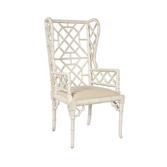Mahogany Chippendale Wingback Chair Cream
