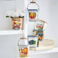 Fruit Label Metal Buckets Set of 6