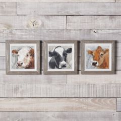 Framed Farm Cow Print Set of 3