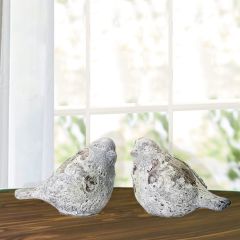 Rustic Cement Bird Figurines Set of 2