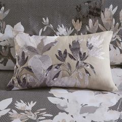Floral Embroidered Cotton Lumbar Pillow