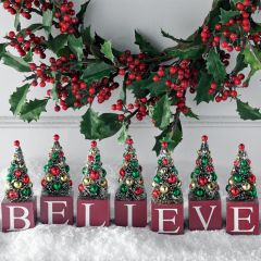 BELIEVE Letter Blocks With Trees