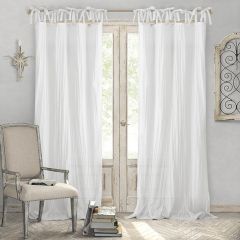 Simple Tie Top Semi Sheer Curtain Panel Set of 2 52x108