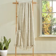 Boho Tufted Tassel Natural Throw Blanket