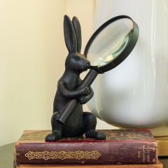 Pewter Magnifying Glass With Rabbit Stand