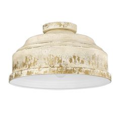 Rustic 3 Bulb Flush Mount Light Antique Ivory