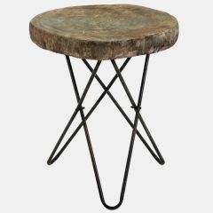 Faux Wood Slab Accent Table