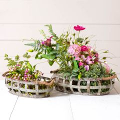 Oval Metal Weave Basket Set of 2