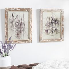 Vintage Inspired Landscape Sketch Prints Set of 2