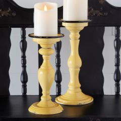 Distressed Iron Candle Holders Set of 2