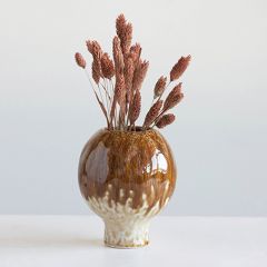 Round Stoneware Pedestal Vase