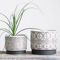 Southwest Inspired Stoneware Planter Set of 2