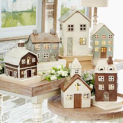 Farm Village Candle Lantern 9 Inch House