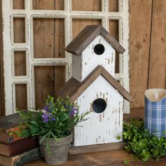 2 Story White Metal Birdhouse