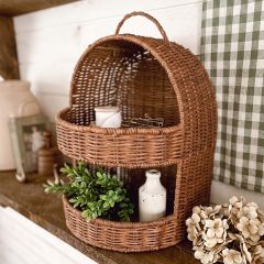 2 Tier Handled Woven Rattan Basket