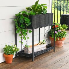 2 Tier Plant Stand With Basket and Tray