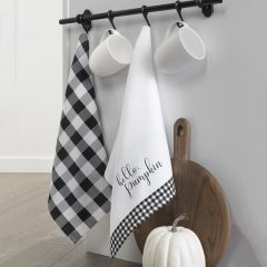 Hello Pumpkin Fall Checked Tea Towels Set of 2